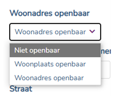 Woonadres openbaar opties